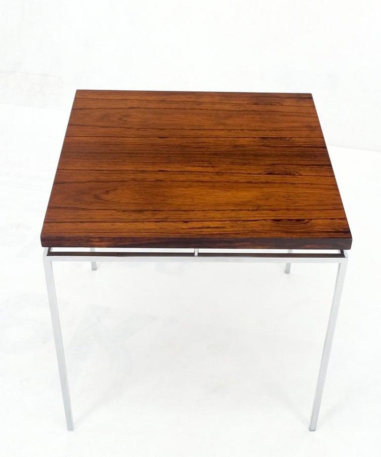 Floating Rosewood Top Chrome Stainless Base Square Side End Coffee Table Mint