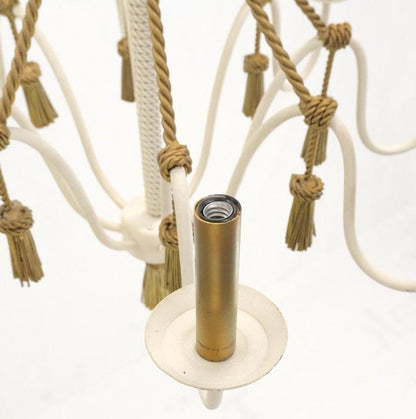 Metal Tassels & Twisted Rope Motive 8 Candles Light Fixture Chandelier MINT