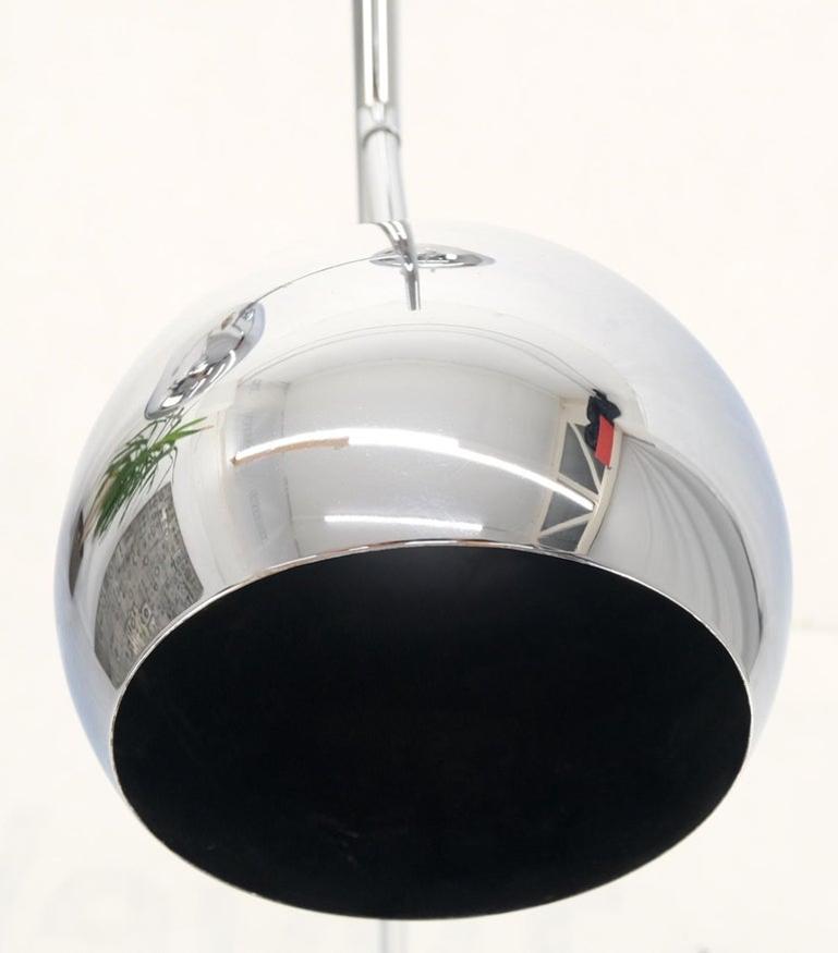 Koch Lowy Three Globe Shades Chrome Floor Lamp Adjustable Light Fixture Mint