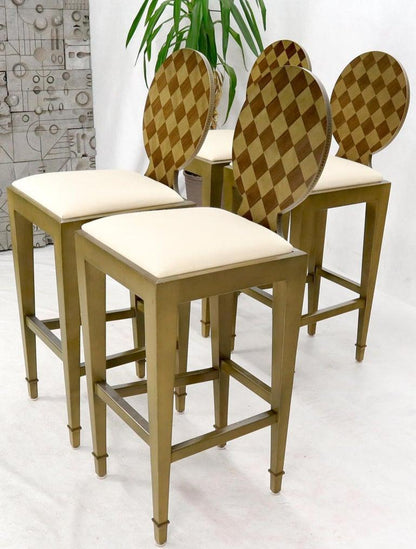 Set of 4 Decorated Memphis Style Bar Stools New Upholstery