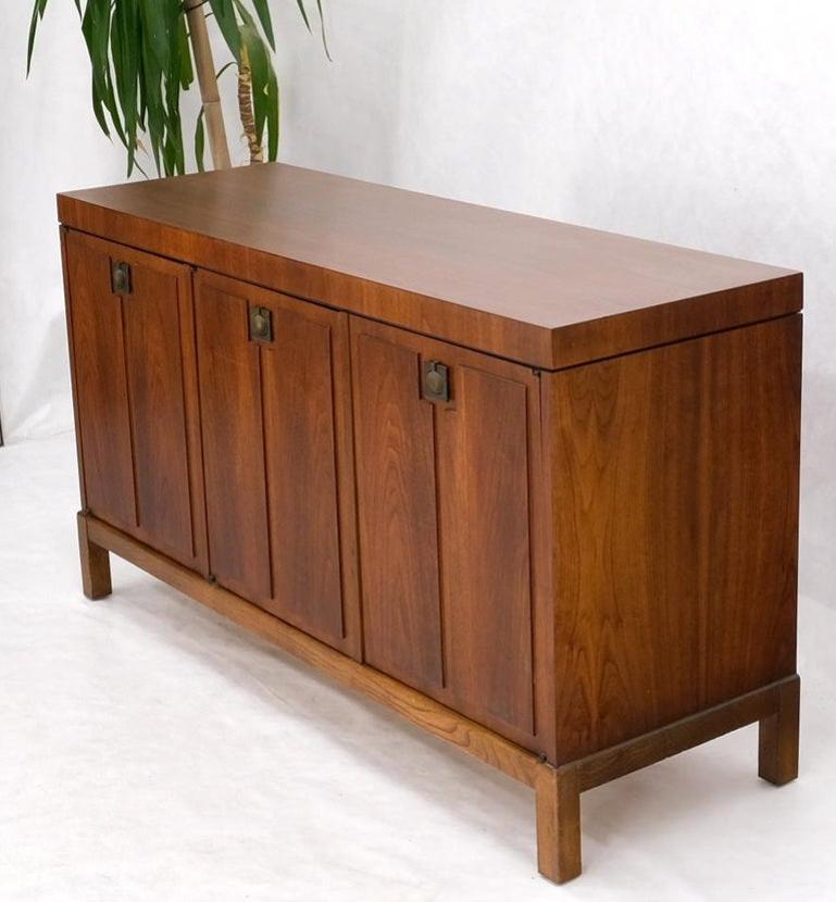 Three Doors Compartments Two Fitted Doors Walnut Mid Century Server Buffet