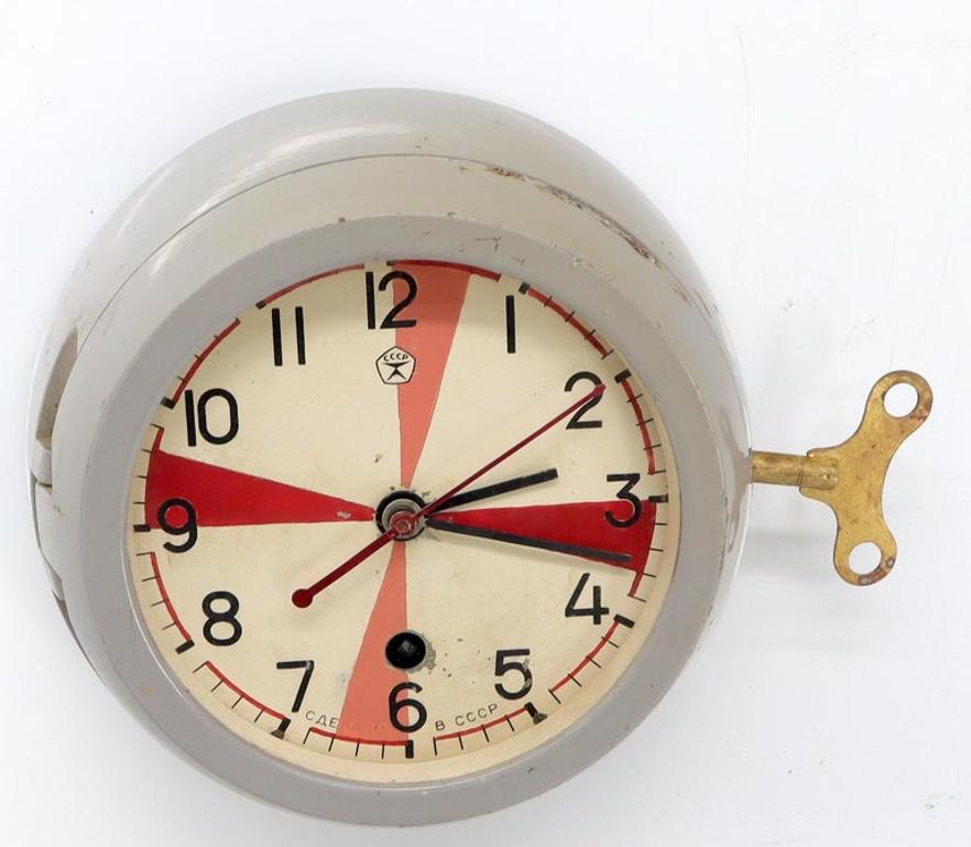 Midcentury Space Ship Era Wind Up Wall Clock 1960s Made in USSR