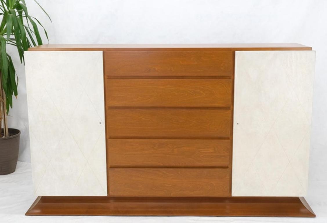 Art Deco 5 Drawers w/ 2 Secret Drawers 2 Leather Diamond Doors Compartment