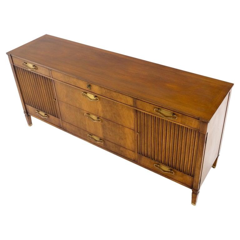 John Stuart American Mid-Century Modern Walnut Long Dresser Credenza Brass MINT!