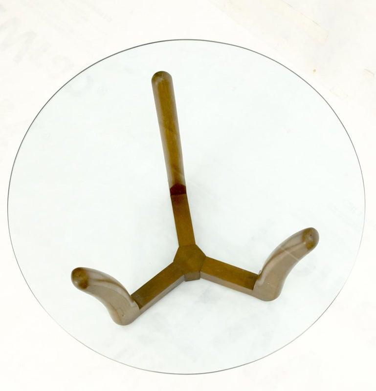 Sculptural Tripod Base Round Glass Top Side Center Table Stand