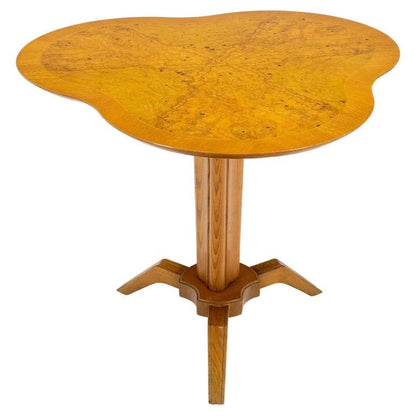 Swedish Mid-Century Modern Burl Wood Tri Legged Side End Table Stand 1949 Mint!