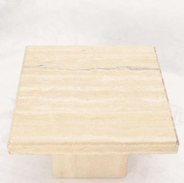 Square Italian Mid-Century Modern Travertine Side Table