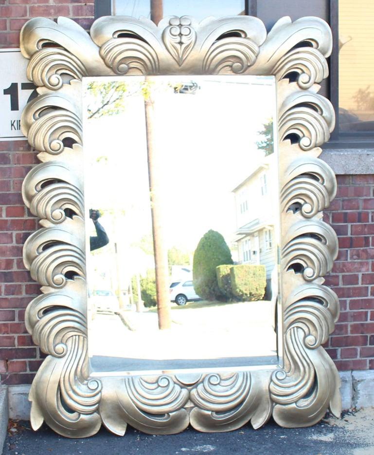 Huge Large Silver Leaf Decorative Frame Mirror
