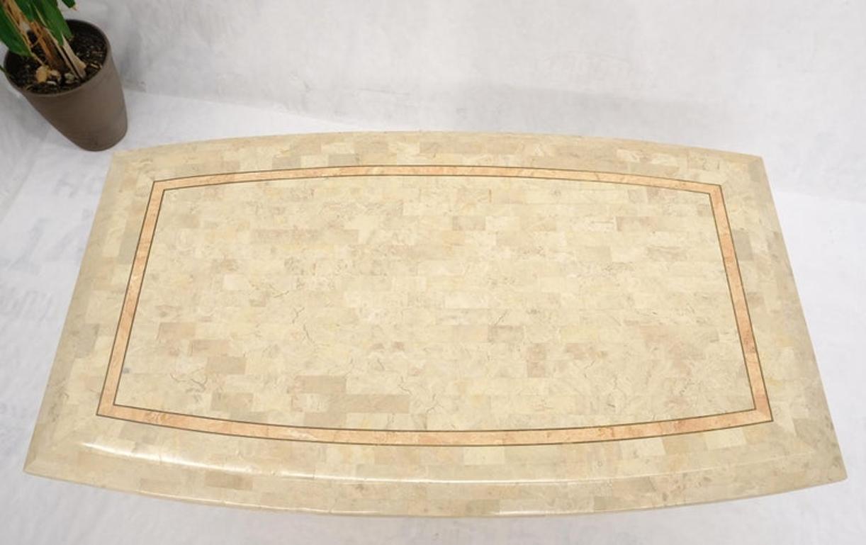 Tessellated Stone Tile Mid-Century Modern Boat Shape Dining Table