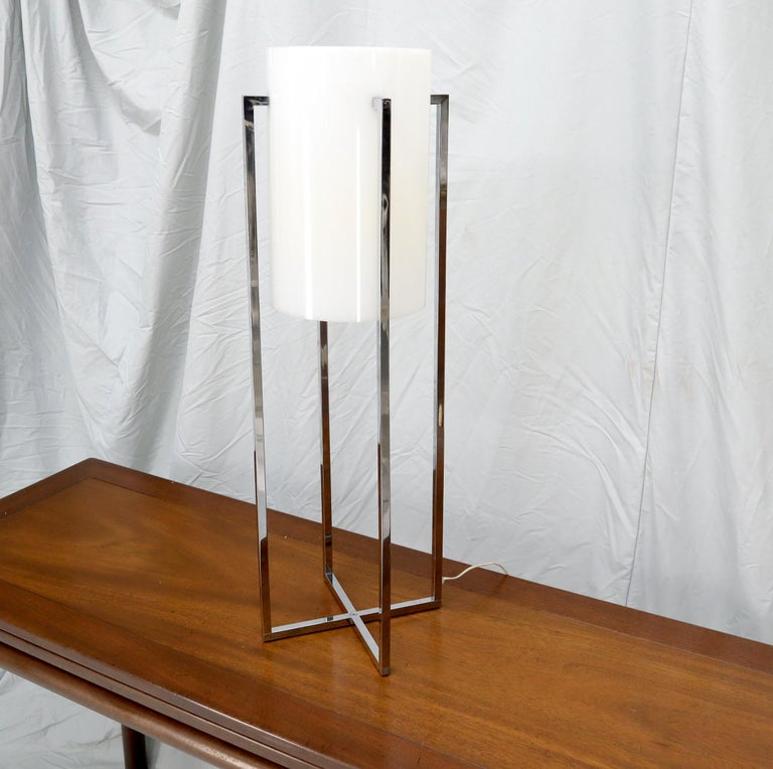 Chrome Cross Shape Base with White Acrylic Shade Table Lamp