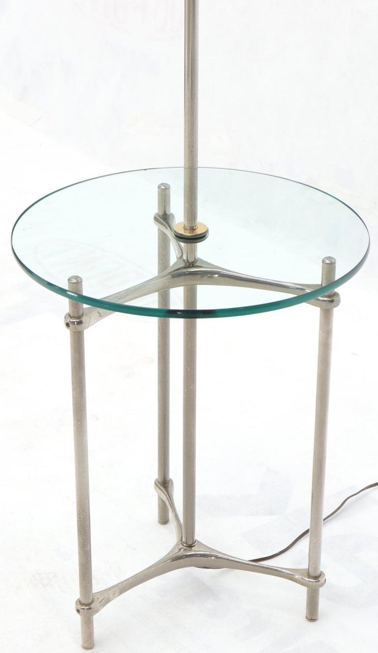 Chrome Tripod Base Glass Side Table Floor Lamp