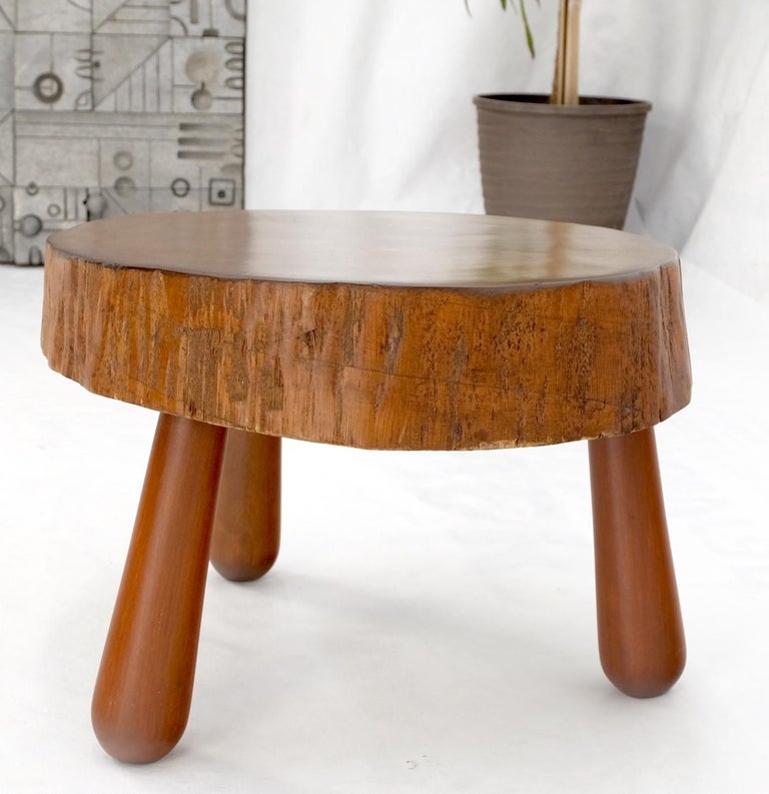 Baseball Bat Legs Heavy Stomp Live Edge Top Side End Coffee Occasional Table