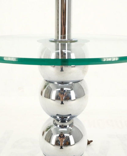 Pancaked Chrome Spheres Base Glass Top End Table Floor Lamp Mid-Century Modern