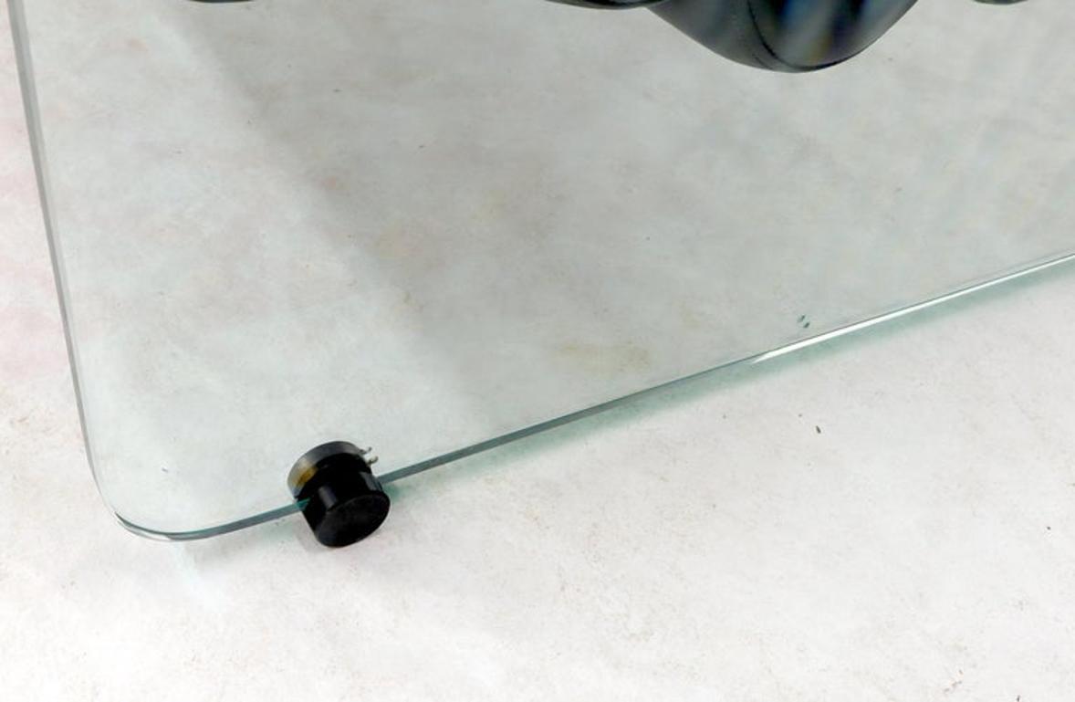 Fabio Lenci Hyaline Chair Lounge Glass Black Leather, 1974