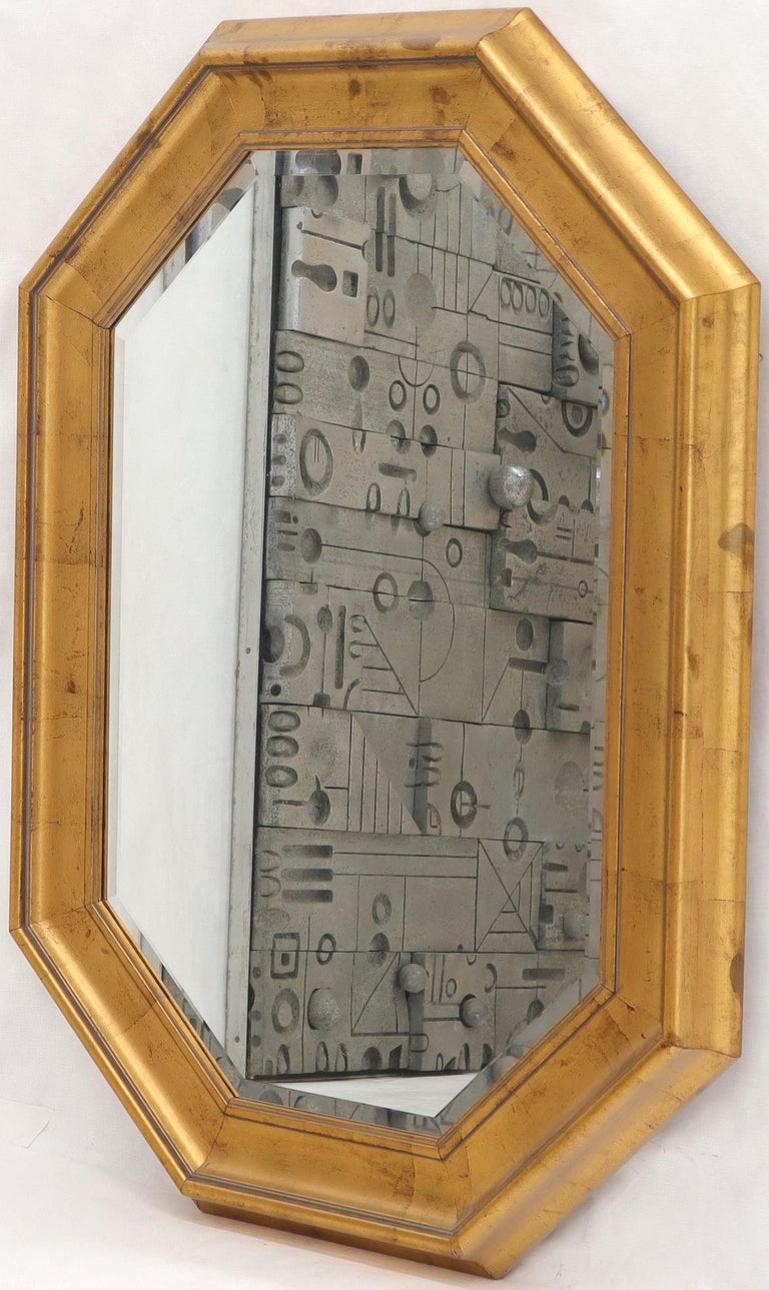 Decorative Octagon Gilt Frame Beveled Wall Mirror