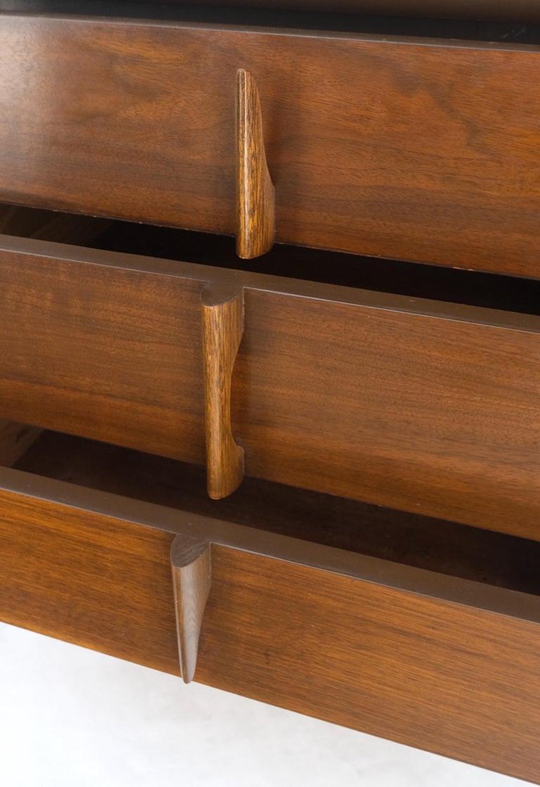 Pair Walnut Mid Century 3 Drawers Sculptural Night Stands End Tables Mint!