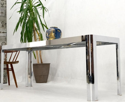 Large & Long Rounded Corners Stainless Steel Chrome Rectangle Console Table