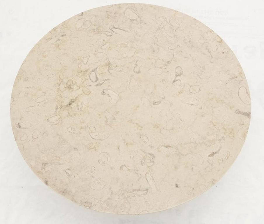 Mid-Century Modern Turned Solid Walnut Base Marble Top Round Coffee Table MINT