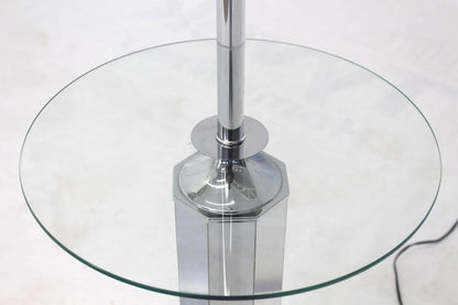 Chrome and Glass Floor Lamp Round Side Table