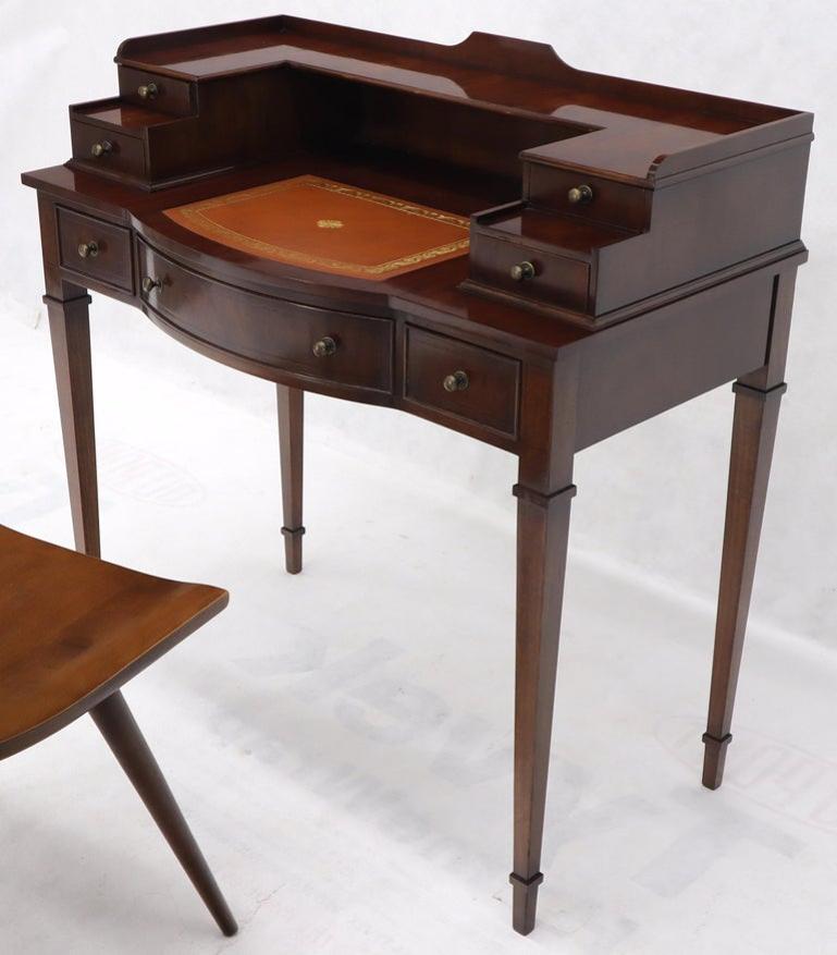 Petit English Multi Drawer Compartment Mahogany Leather Top Desk