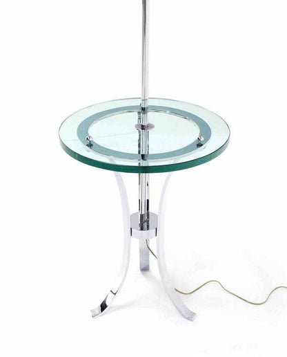 Modern Chrome Floor Lamp Round thick Glass Side Table