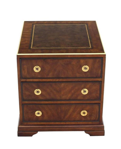 Three Drawer Campaign Style Three-Drawer Chest Occasional Cabinet Stand Table