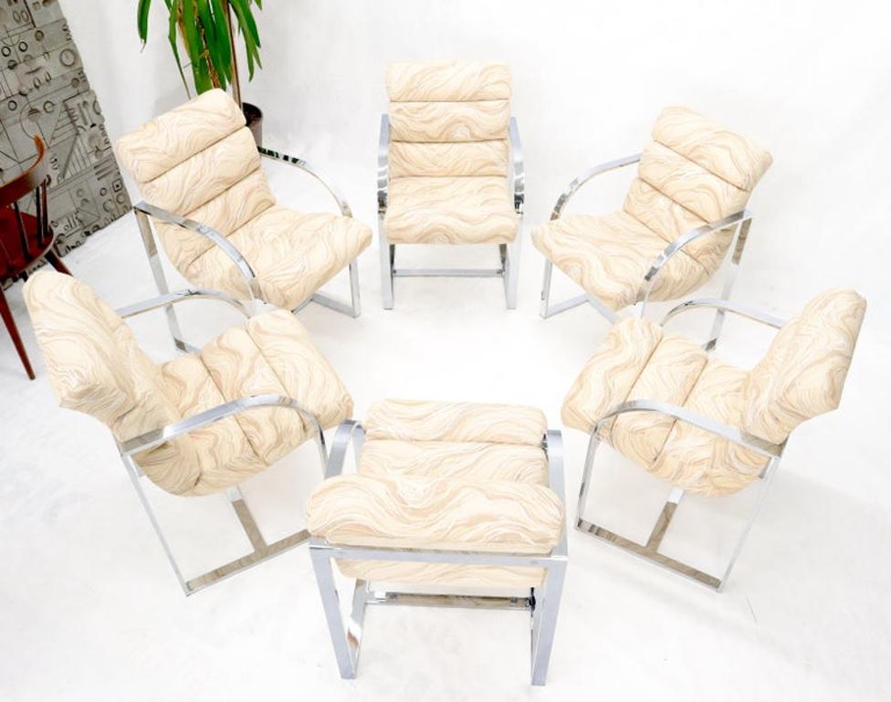 Set of 6 Scoop Shape Seats Chrome Dining Milo Baughman Room Chairs