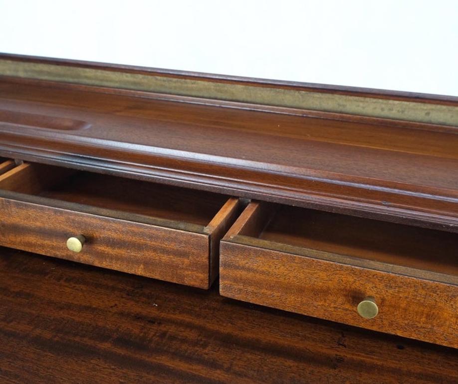 Petit Roll Top Mahogany Mechanical Desk Writing Table Tapered Legs Mid Century