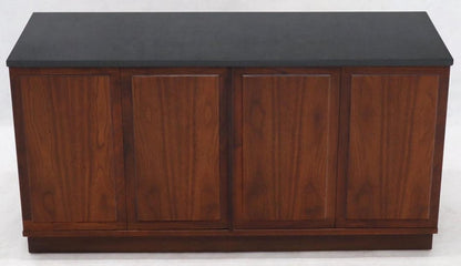 Walnut Base Petit Credenza with Slate Top TV Stand Cabinet Console Table