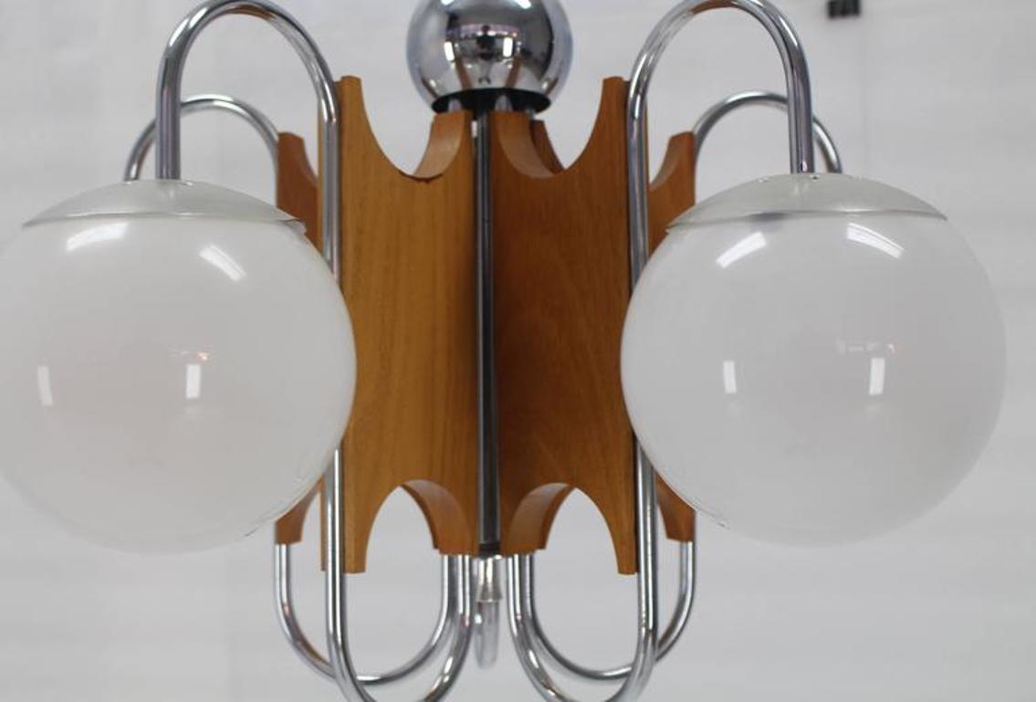 Five-Globe Shades Mid-Century Modern Light Fixture Chandelier