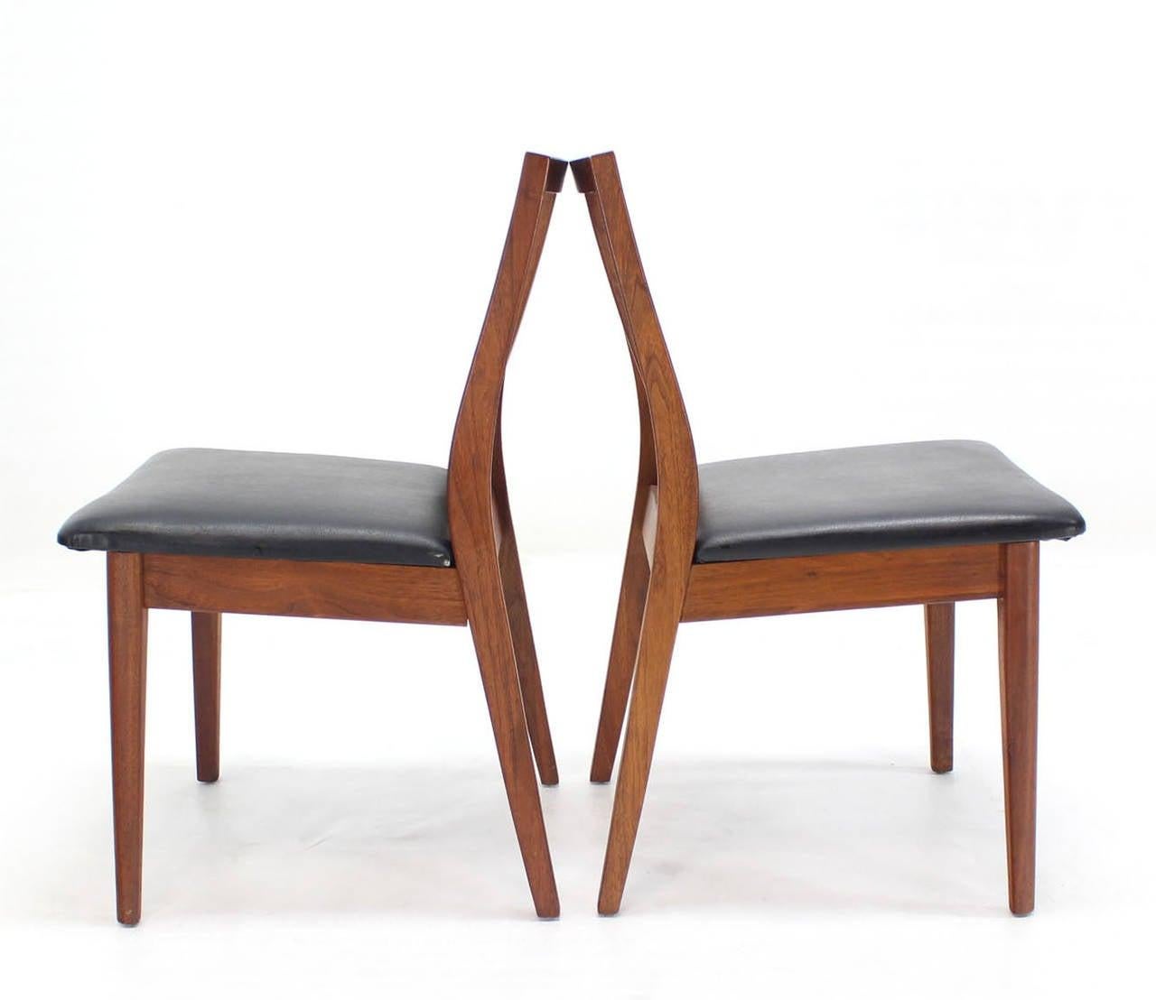EstablishedLines Set 4 Danish Mid-Century Modern Oiled Walnut Cane Back Side Dining Chairs MINT!