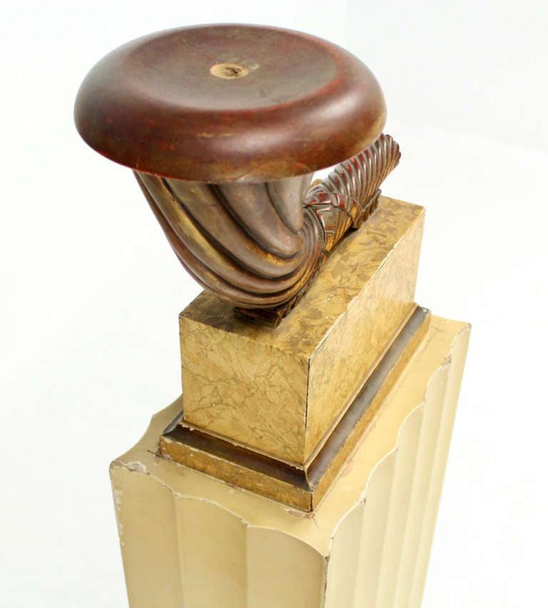 EstablishedLines Art Deco Carved Horn Shape on Scallop Woden Pedestal Floor Lamp Base