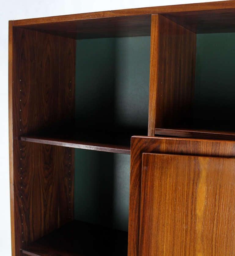 EstablishedLines Danish Mid Century Modern Rosewood Wall Unit Shelves 3 Door Compartments MINT