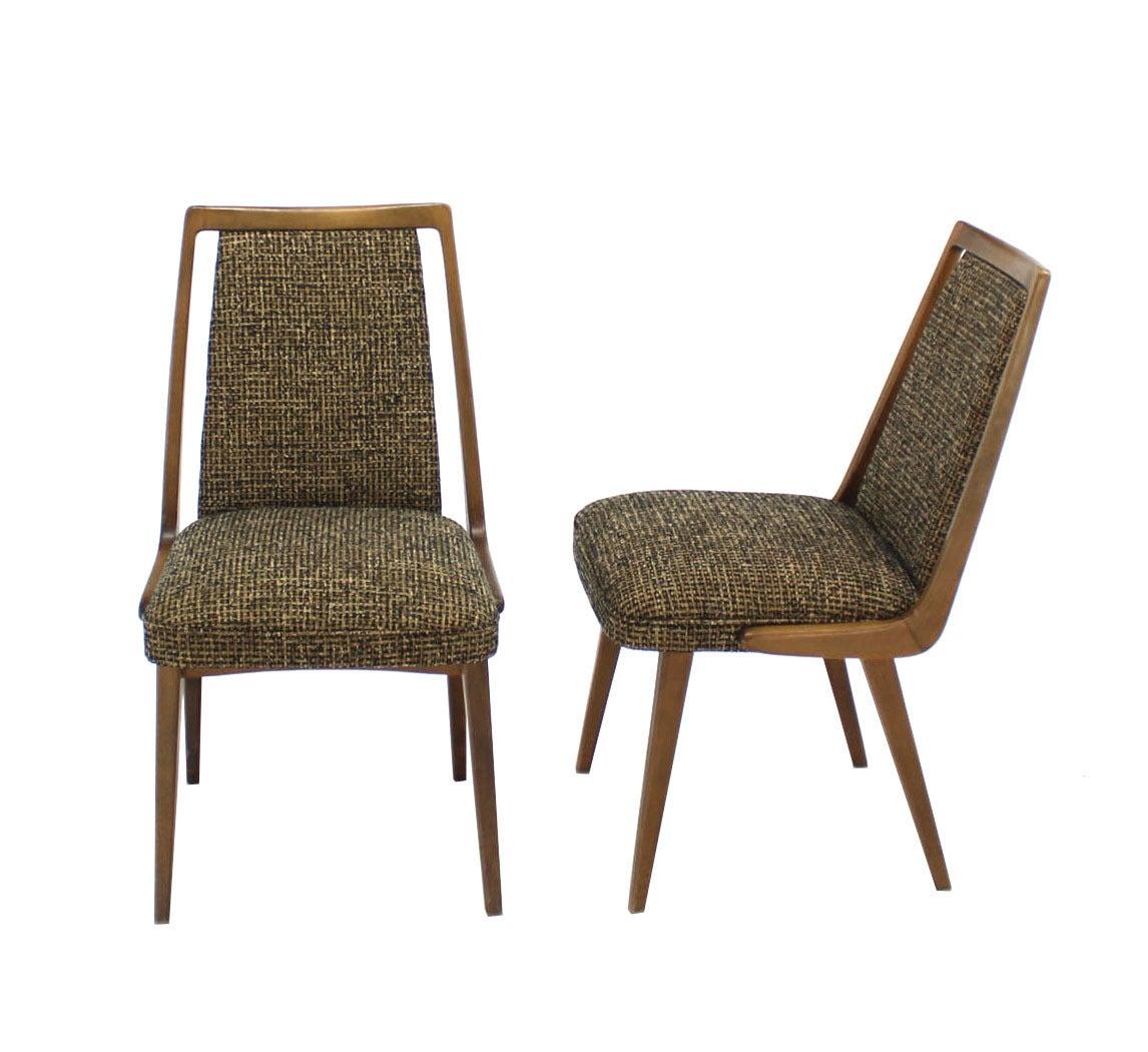 EstablishedLines Set of Four Mid-Century Modern Blond Wood Side Dining Chairs New Upholstery MINT