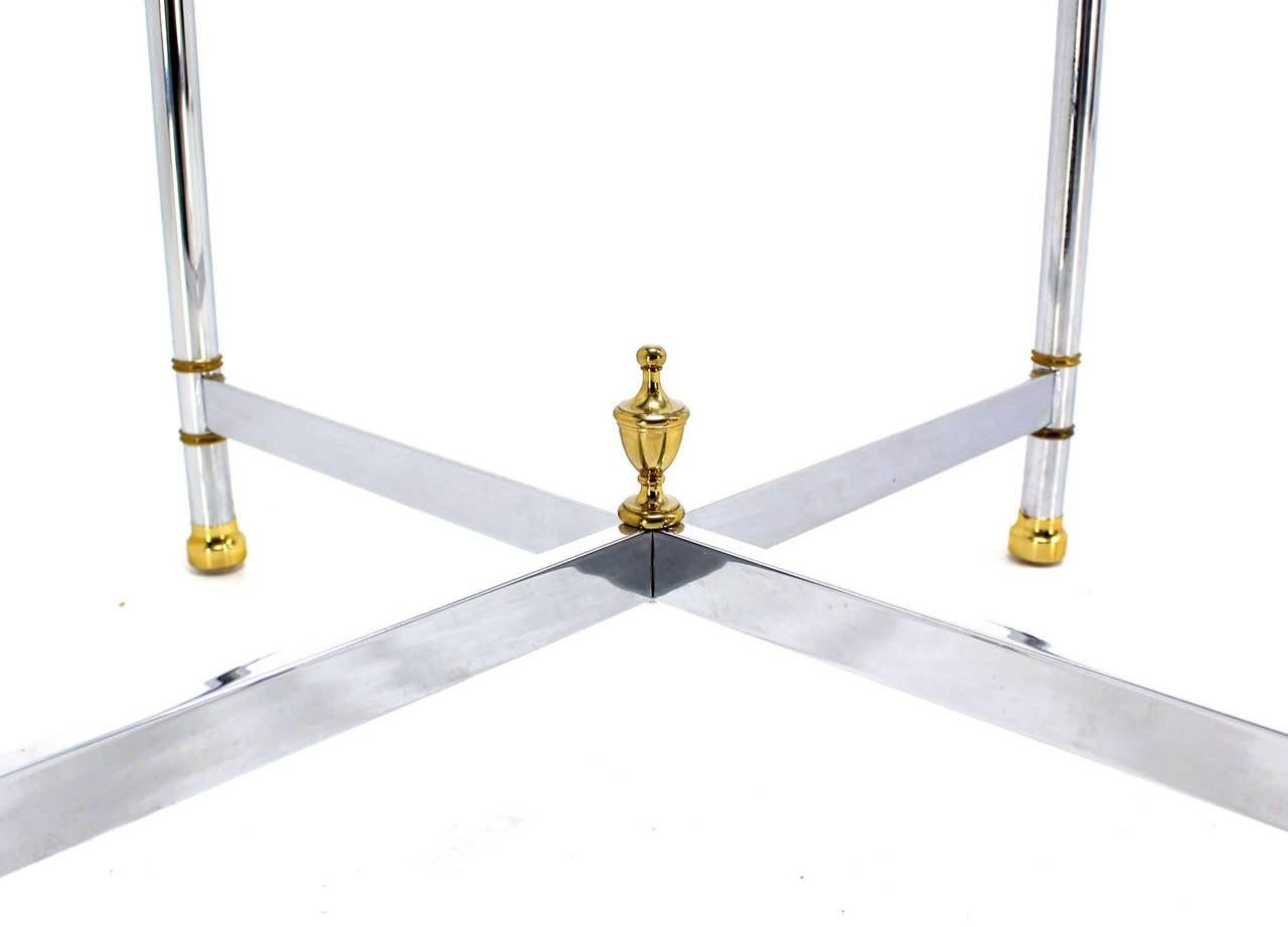 EstablishedLines Pair Mid Century Modern Square Chrome X Base End Side Coffee Tables Stands
