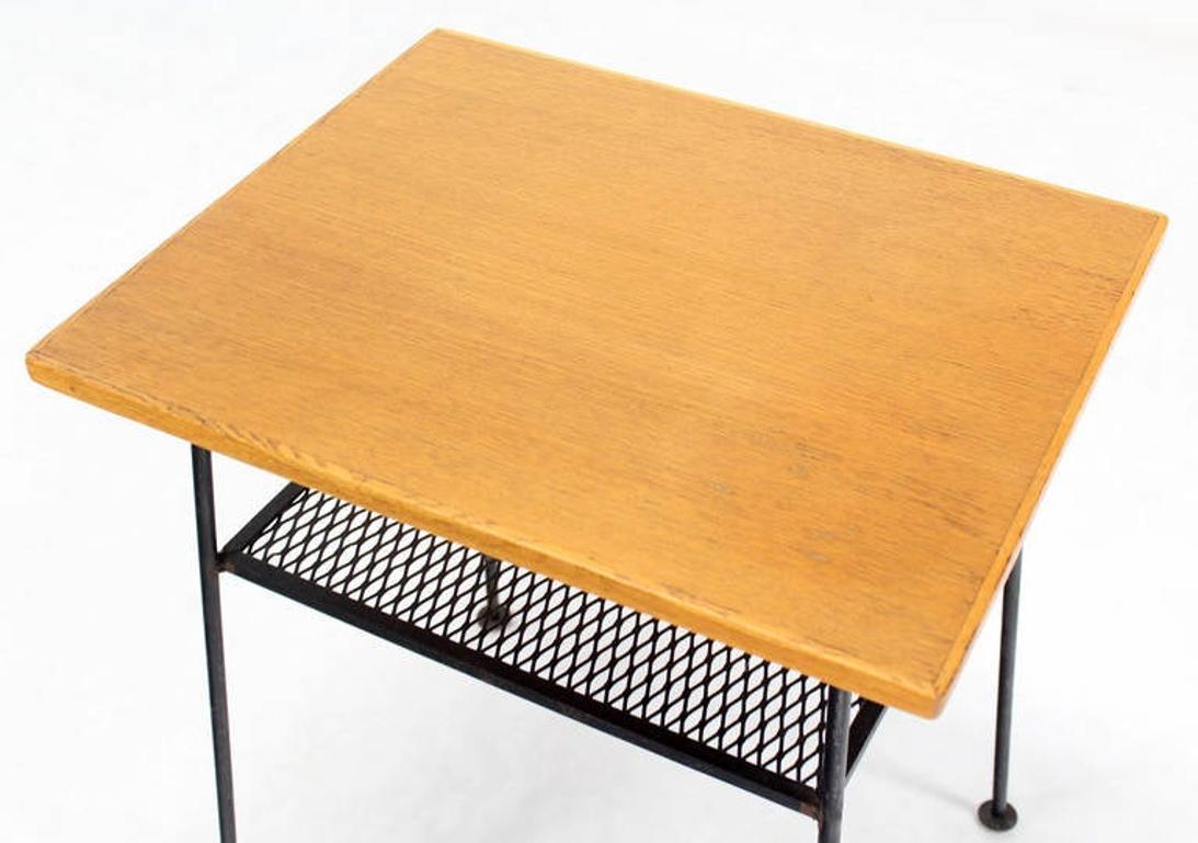 EstablishedLines Mid Century Modern Mesh Shelf Wire Legs Side or End Lamp Occasional Table Stand