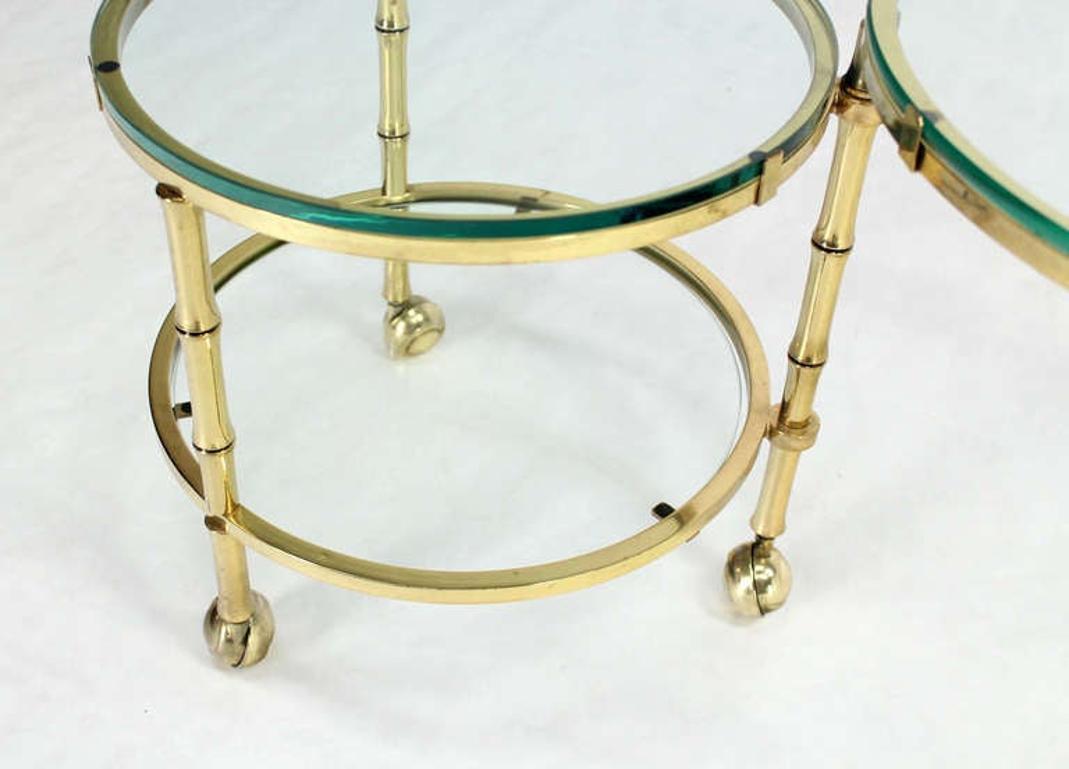 EstablishedLines Heavy Solid Bronze Faux Bamboo Expansion Round Nesting Coffee Side Tables MINT!