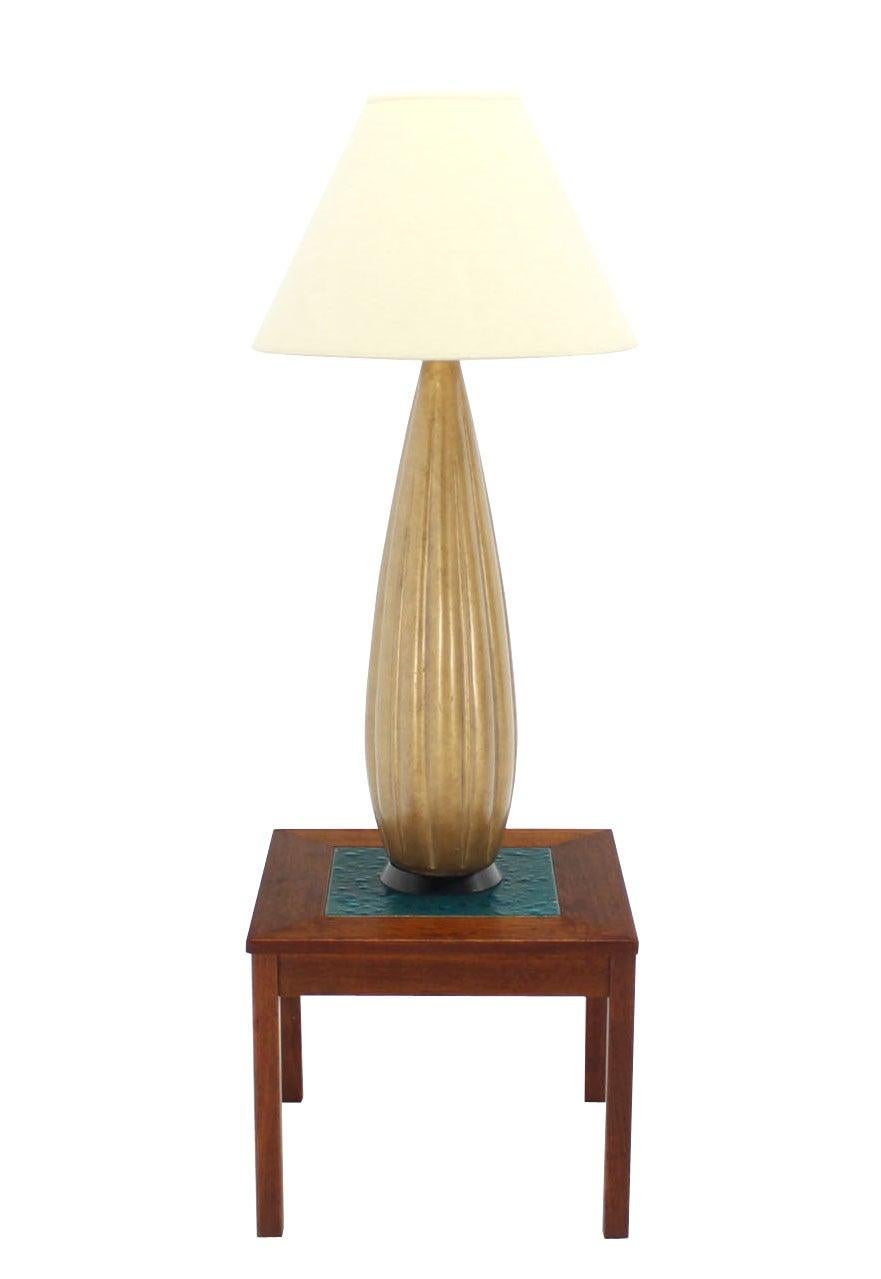 EstablishedLines Midcentury 37" Tall Carved Gilt Vegetable Squash Shape Table Lamp circa 1970s