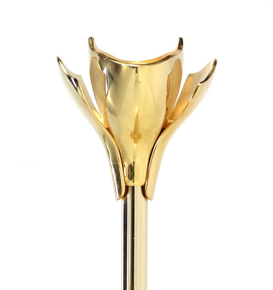 EstablishedLines Gianfranco Frattini Heavy Brass Floor Lamp Tourchere Dimmer Scallop Lotus Shade