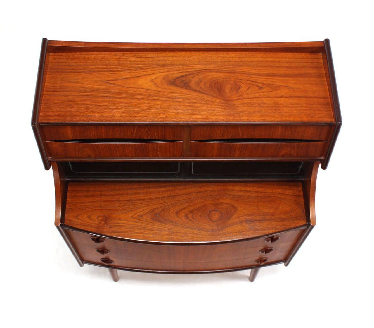 EstablishedLines Danish Teak Pull Out Desk Secretary Desk Bachelor Chest Bookcase Bow Front MINT!