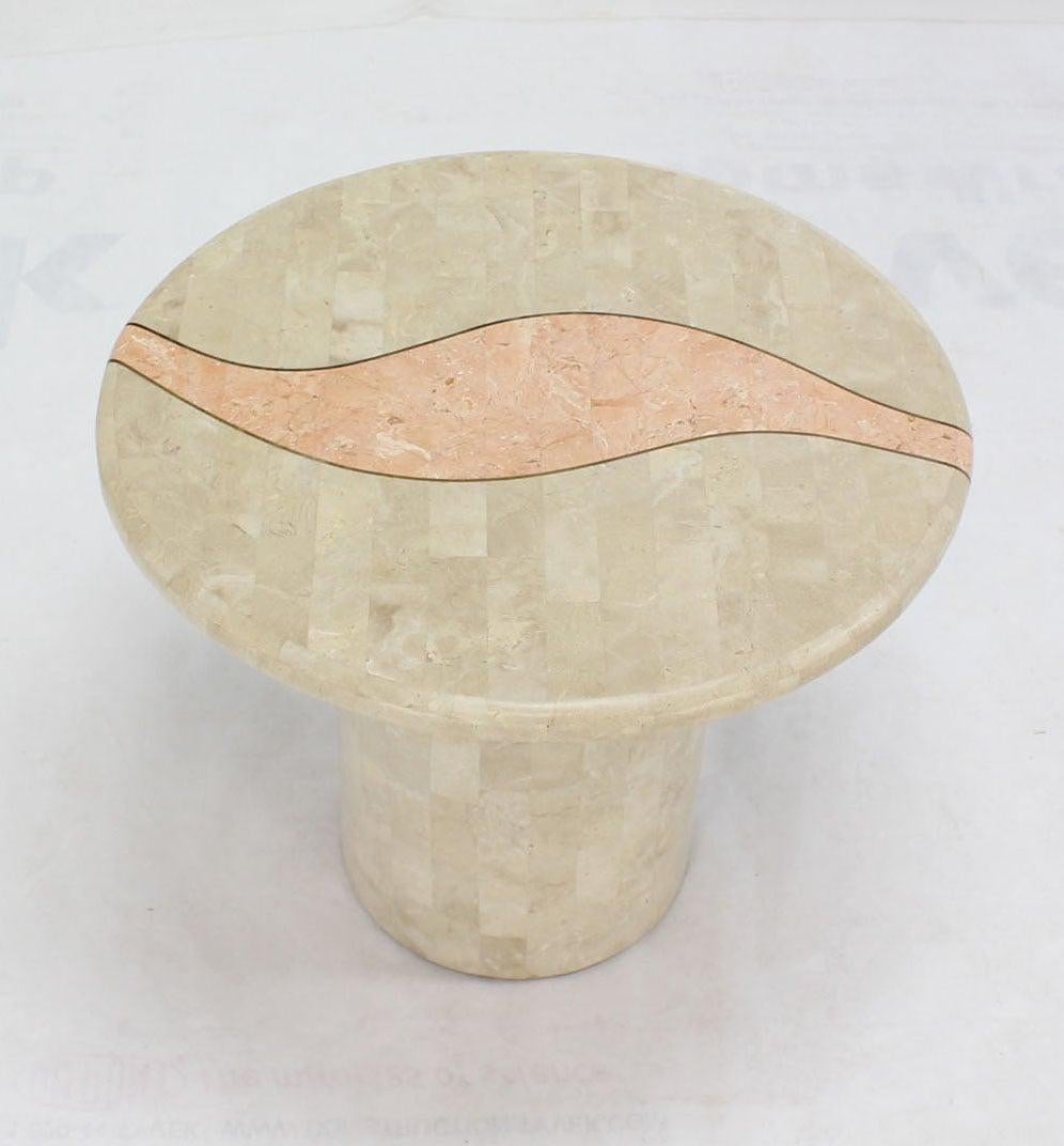 EstablishedLines Mid Century Modern Tessellated Stone Veneer End Side Lamp Table Pedestal Stand