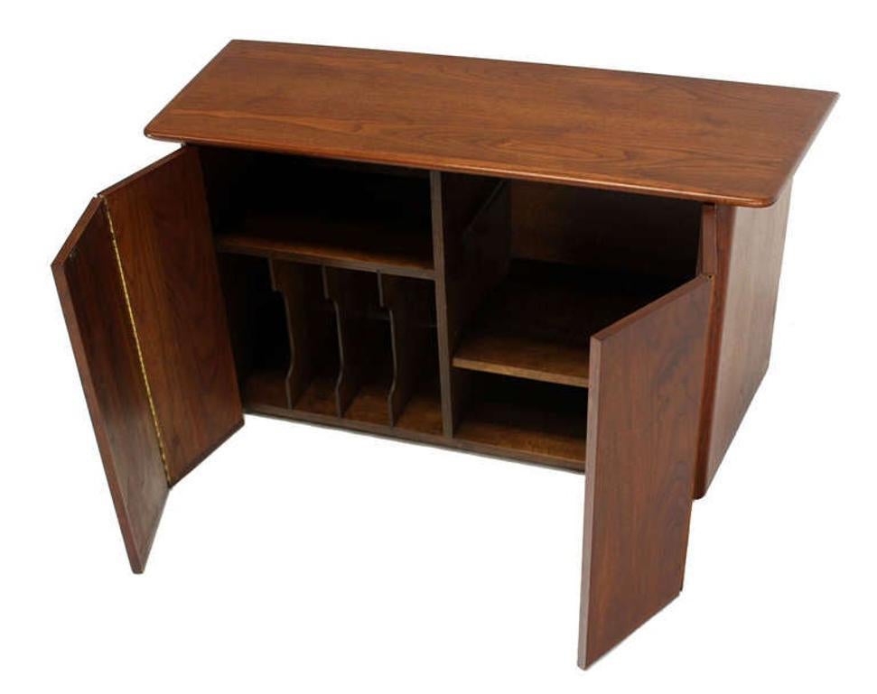 EstablishedLines Pair HANGING Walnut Mid-Century Danish Modern Floating Dressers Console Cabinets