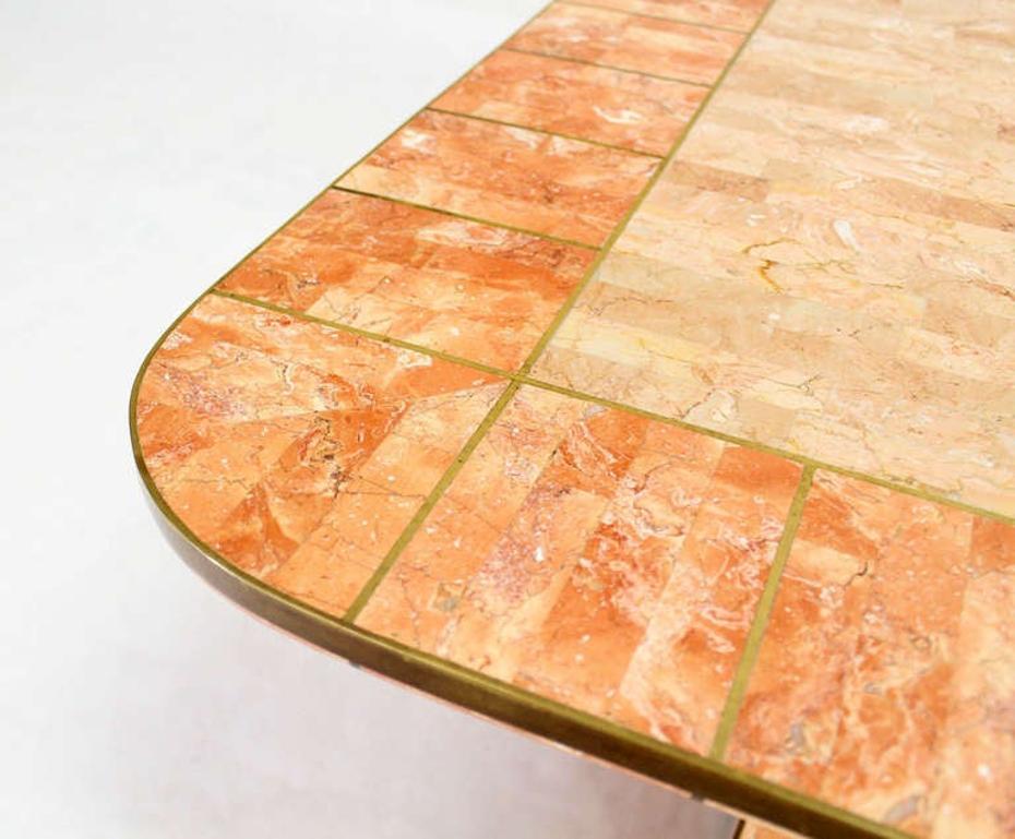 EstablishedLines Maitland Smith Tessellated Stone Brass Mid Century Modern Rectangle Coffee Table