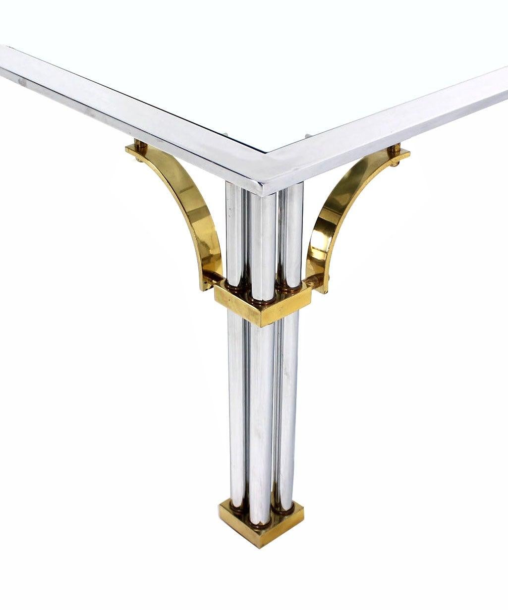 EstablishedLines Italian Mid Century Modern Brass Chrome Glass Top Square Coffee Table MINT