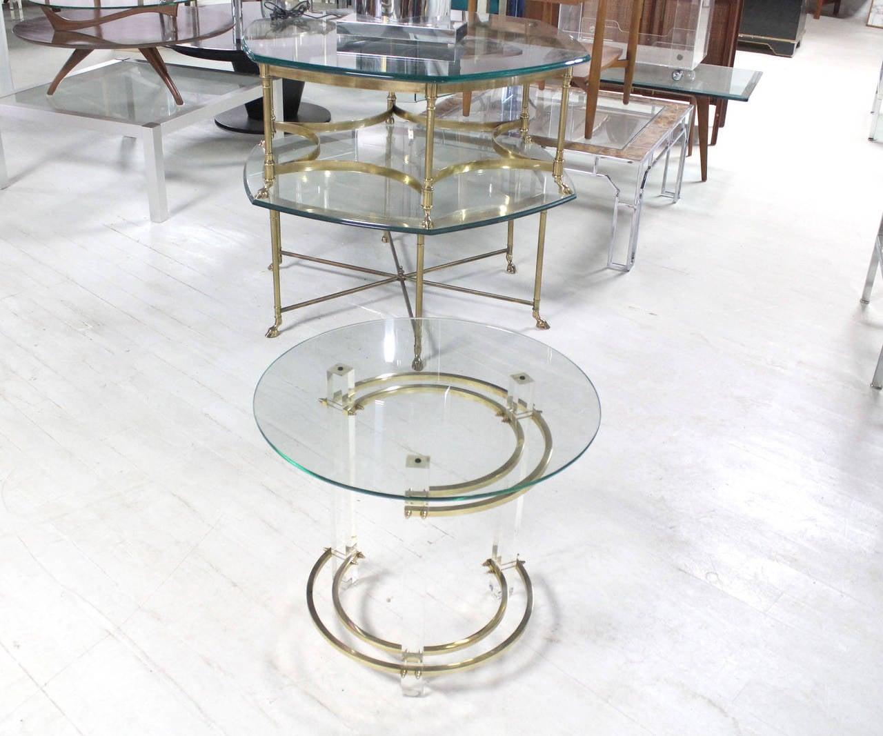 EstablishedLines Mid Century Charles Hollis Jones Round Lucite Brass Side End Lamp Table Stand