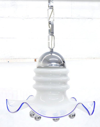 Blown Milk Glass and Chrome Midcentury Light Fixture