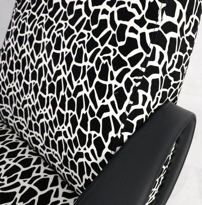 Pair Black & White Pattern Fabric Italian Mid Century Modern Lounge Chairs Mint