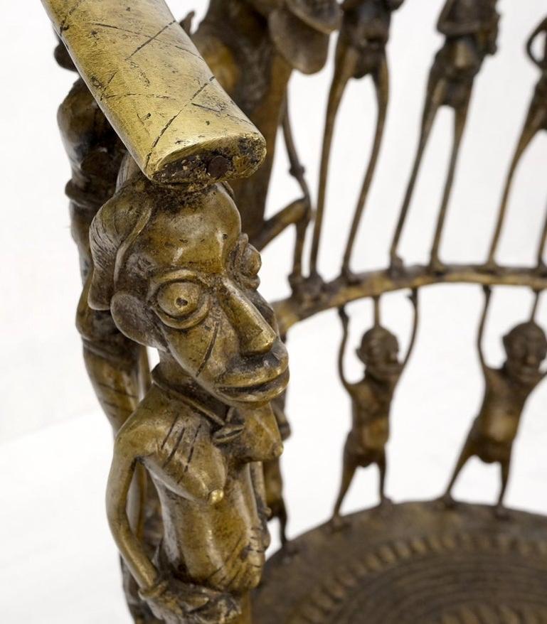 Solid Bronze 44 Figurines African Cameroon Bronze Figurative Throne Chair