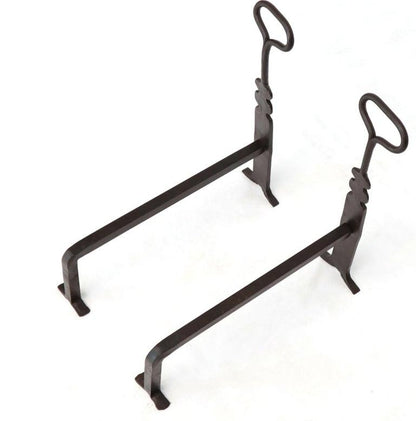 Pair of Arts & Crafts Style Wrought Iron End Irons