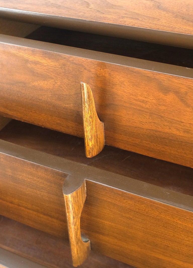 Pair Walnut Mid Century 3 Drawers Sculptural Night Stands End Tables Mint!